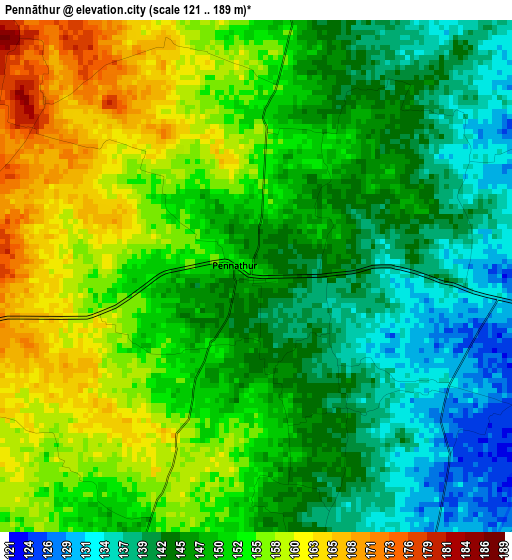 Pennāthur elevation map