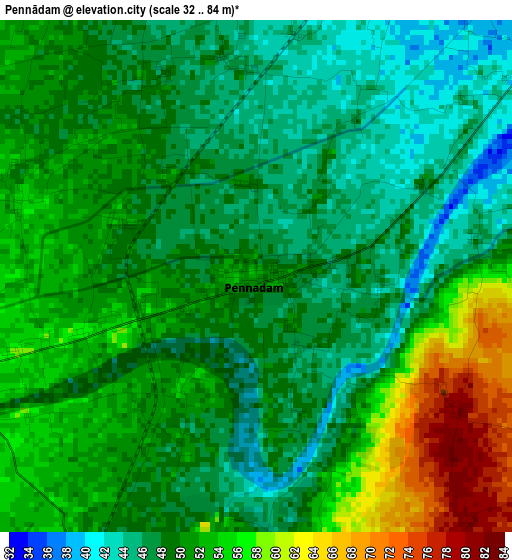 Pennādam elevation map