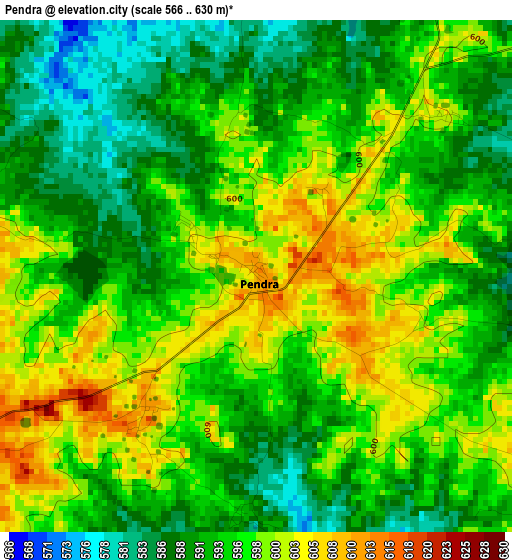 Pendra elevation map