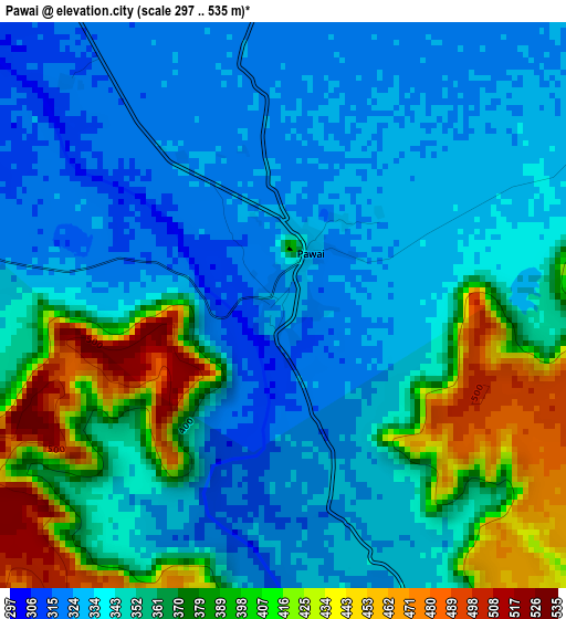 Pawai elevation map