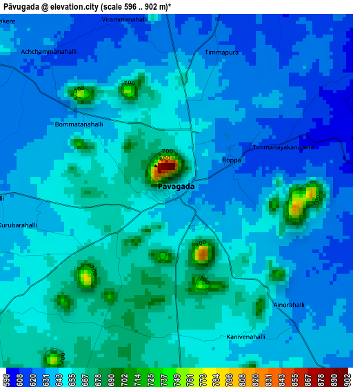 Pāvugada elevation map