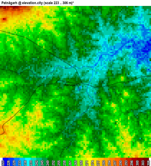 Patnāgarh elevation map