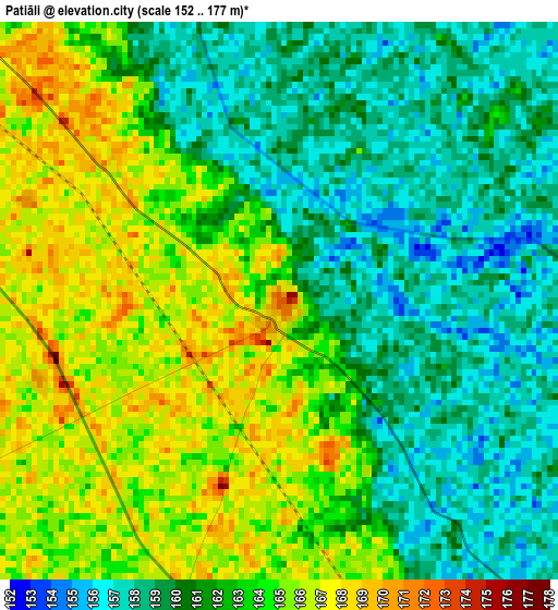 Patiāli elevation map