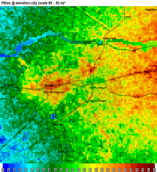 Pātan elevation map