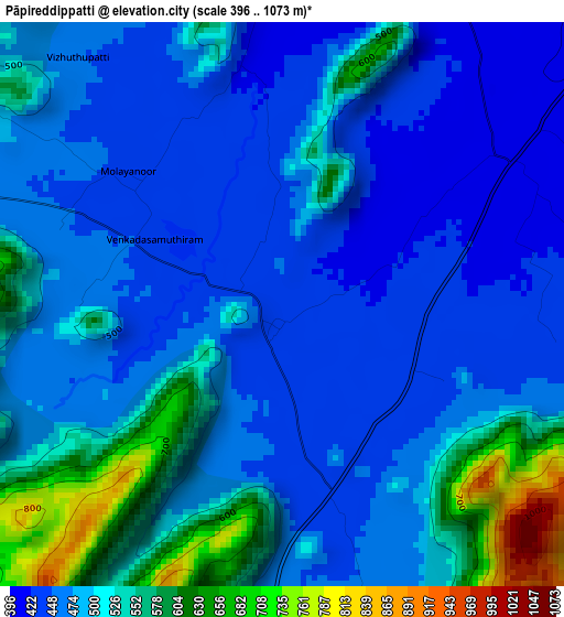 Pāpireddippatti elevation map