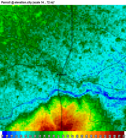 Panruti elevation map