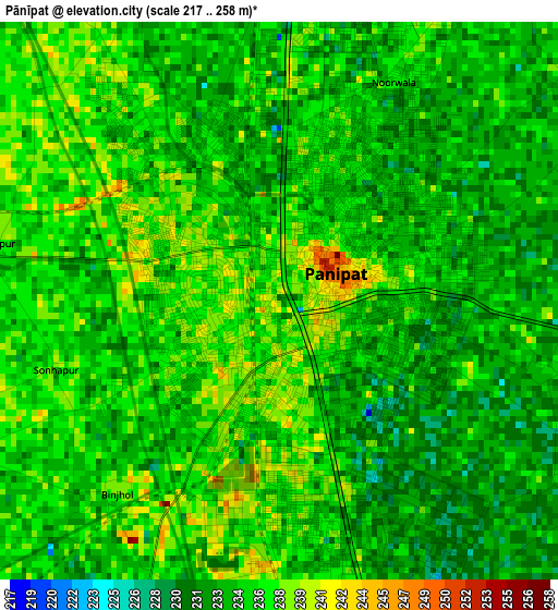 Pānīpat elevation map