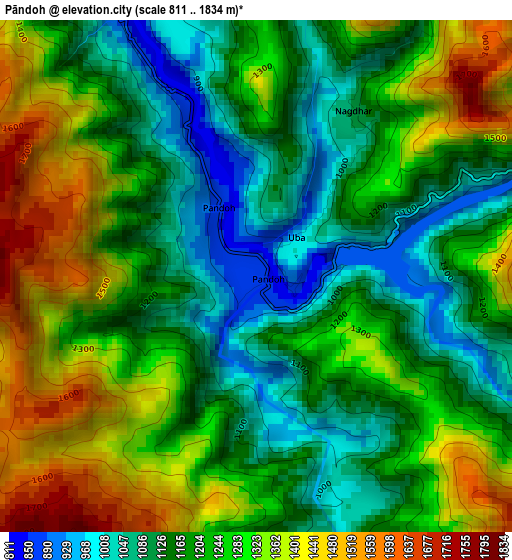 Pāndoh elevation map