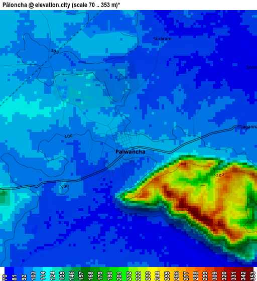 Pāloncha elevation map