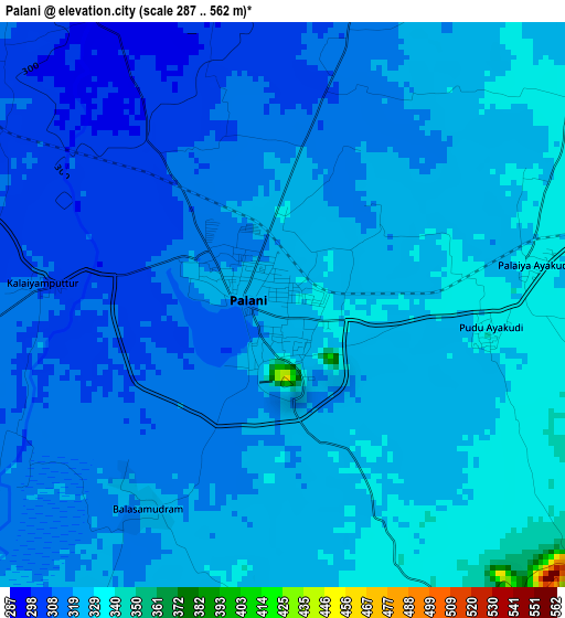 Palani elevation map