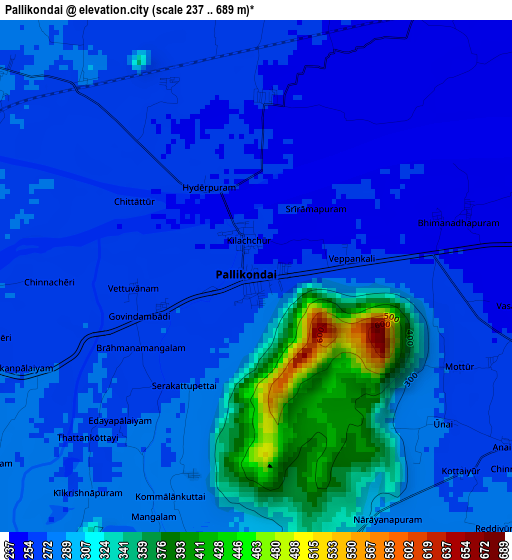 Pallikondai elevation map