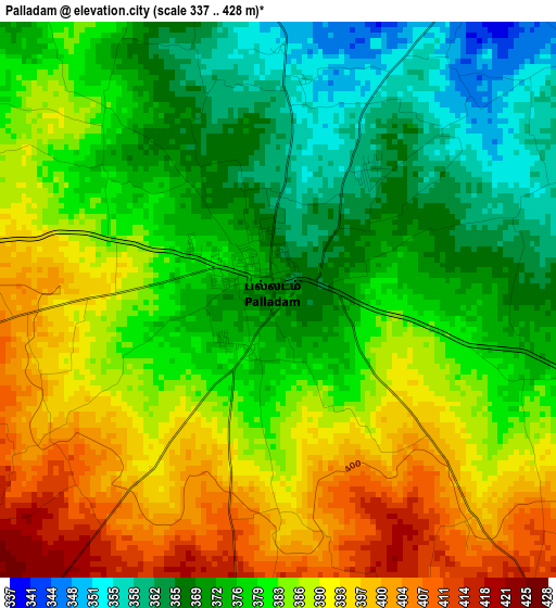 Palladam elevation map