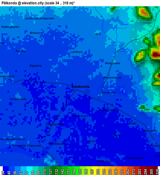 Pālkonda elevation map