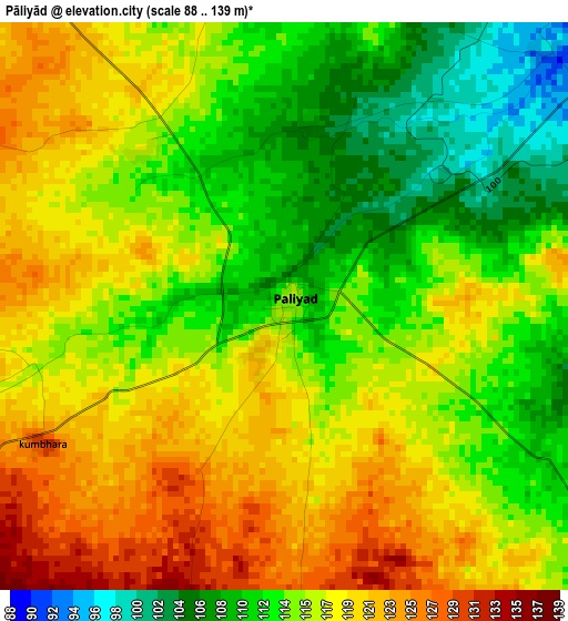 Pāliyād elevation map