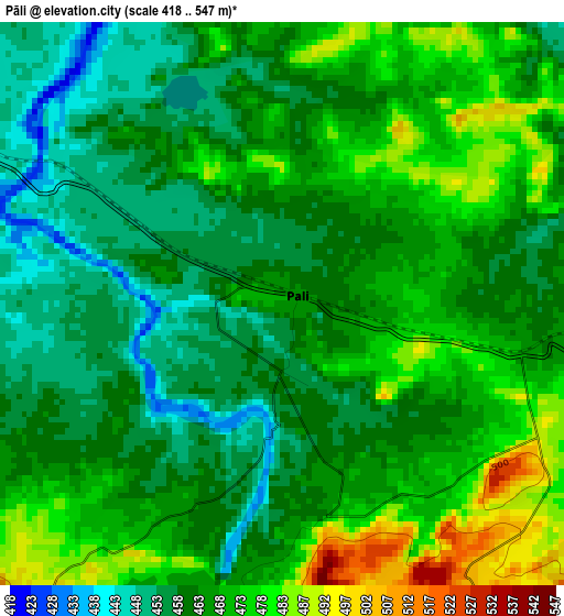 Pāli elevation map