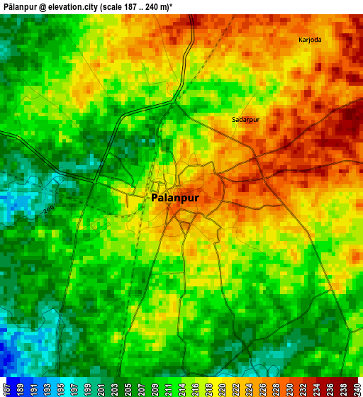 Pālanpur elevation map