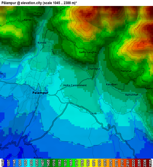 Pālampur elevation map