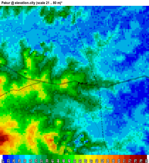 Pakur elevation map