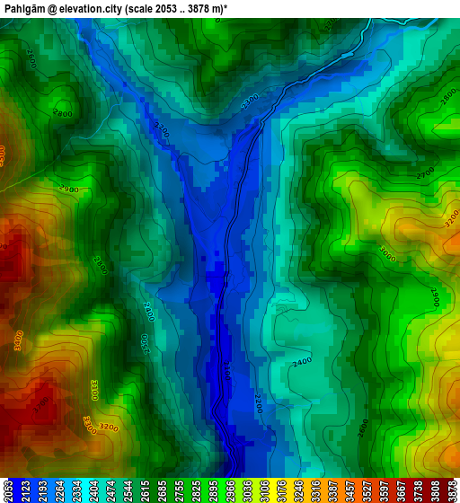 Pahlgām elevation map