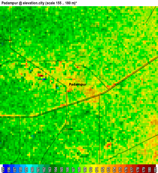 Padampur elevation map