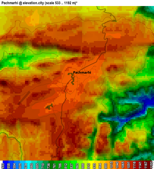 Pachmarhi elevation map