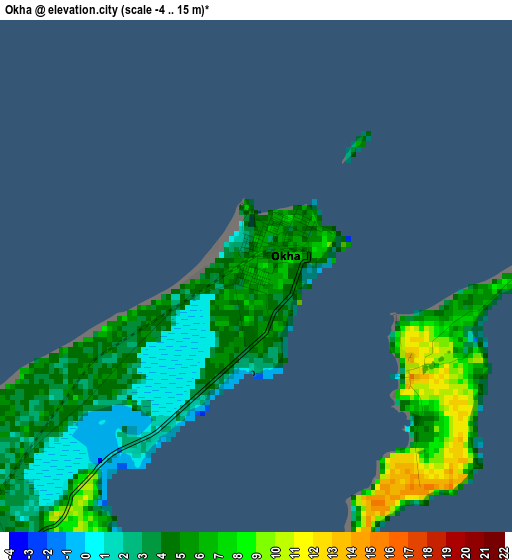 Okha elevation map