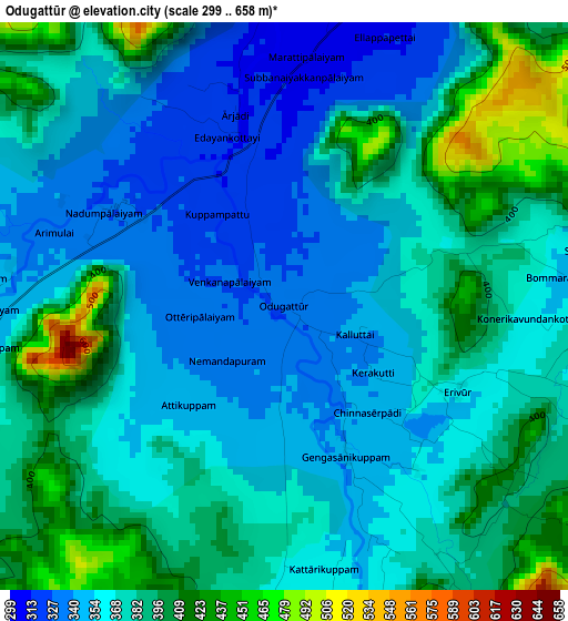 Odugattūr elevation map