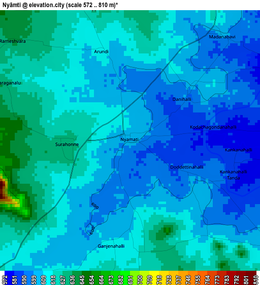 Nyāmti elevation map