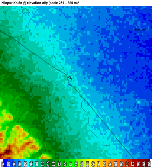 Nūrpur Kalān elevation map