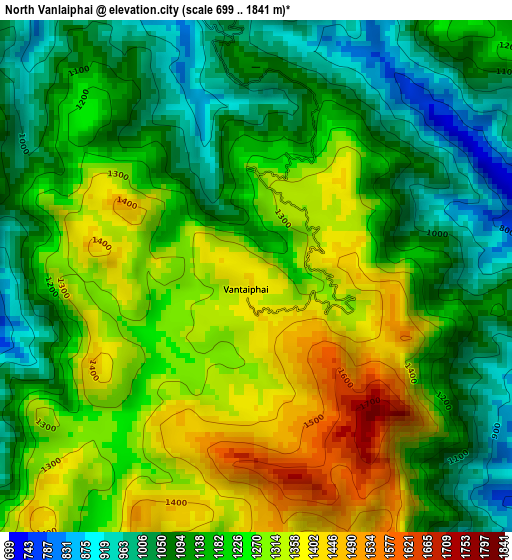 North Vanlaiphai elevation map