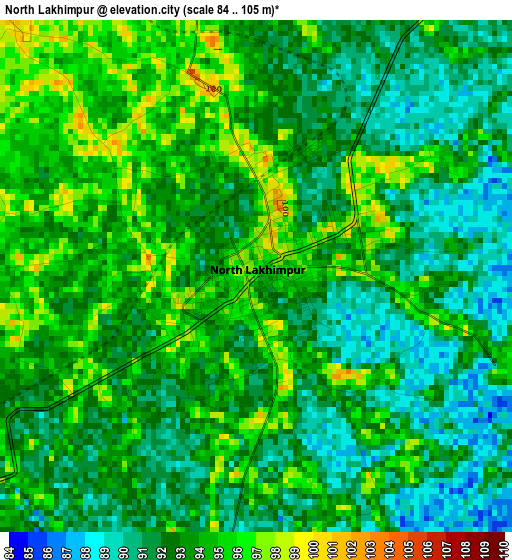 North Lakhimpur elevation map