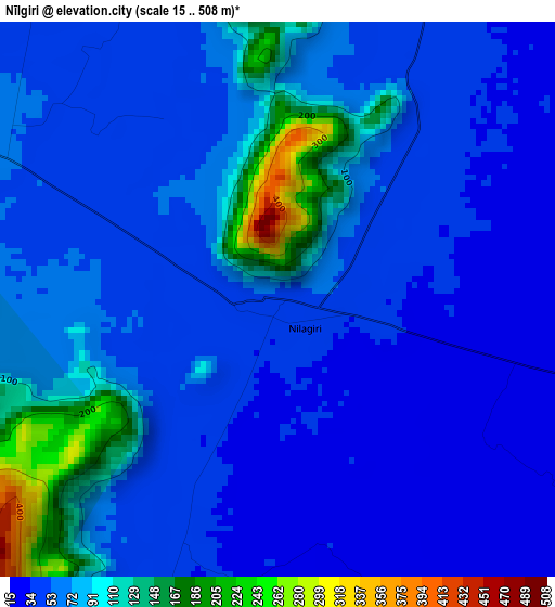 Nīlgiri elevation map