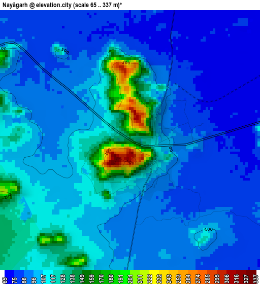 Nayāgarh elevation map