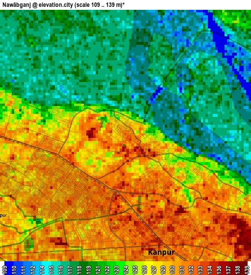 Nawābganj elevation map