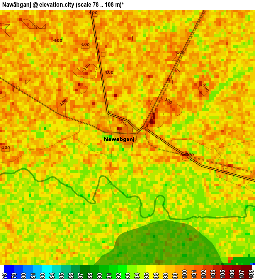 Nawābganj elevation map