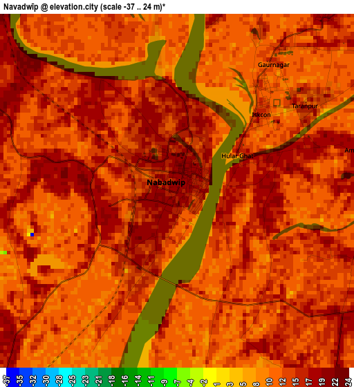 Navadwīp elevation map