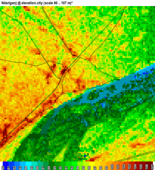 Nāsriganj elevation map