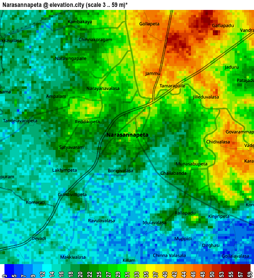 Narasannapeta elevation map