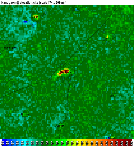Nandgaon elevation map