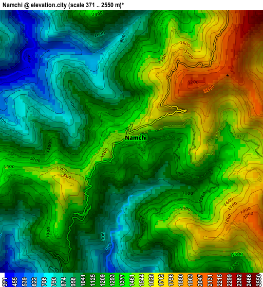 Namchi elevation map