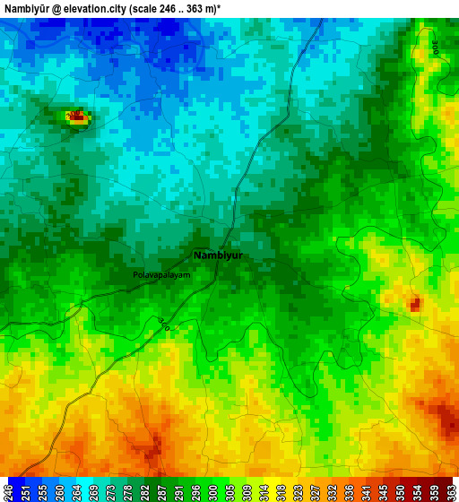 Nambiyūr elevation map