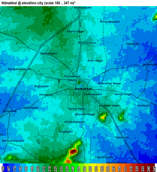Nāmakkal elevation map