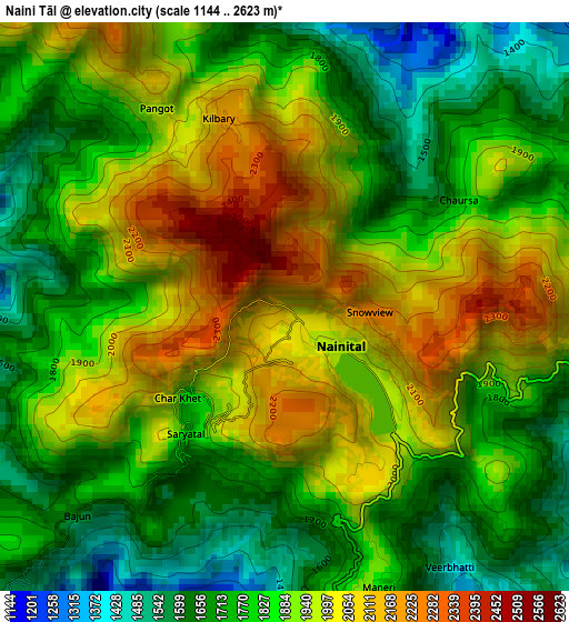 Naini Tāl elevation map