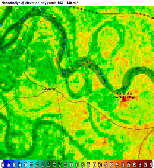 Nahorkatiya elevation map