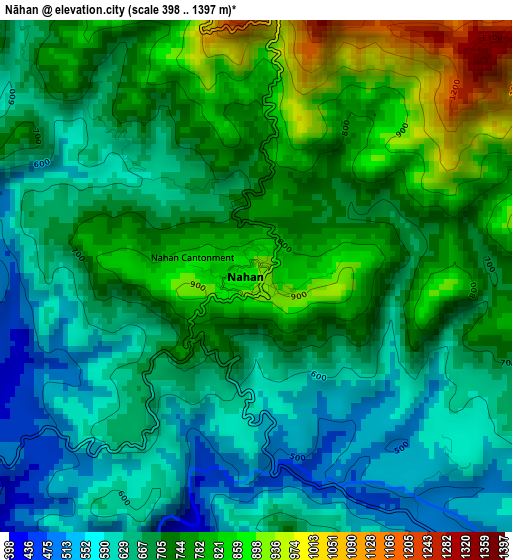 Nāhan elevation map
