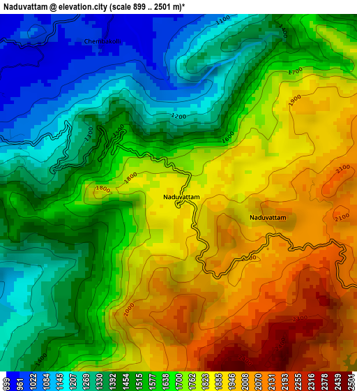 Naduvattam elevation map