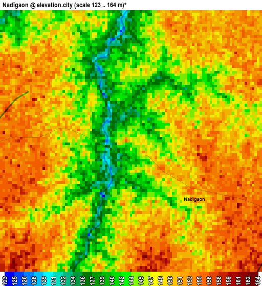 Nadīgaon elevation map