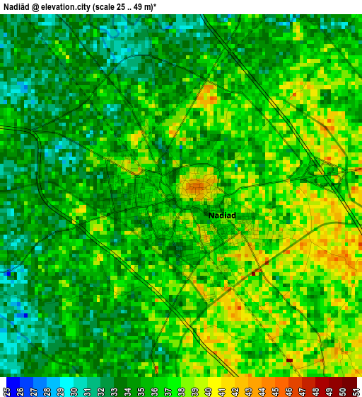 Nadiād elevation map