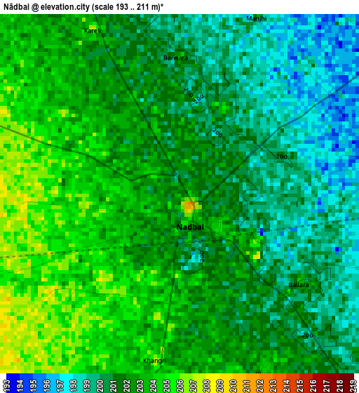 Nādbai elevation map