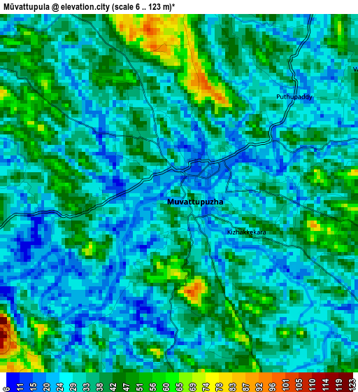 Mūvattupula elevation map